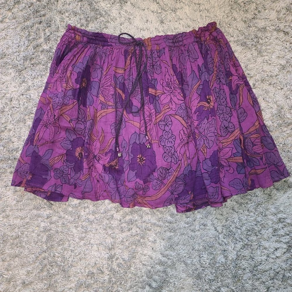 Urban Renewal Recycled Overdyed Gauze Mini Skirt Purple M/L